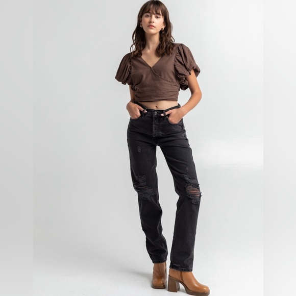 Free People l We The Free The Lasso High Waist Straight Leg Jeans, size 26 - Picture 3 of 11